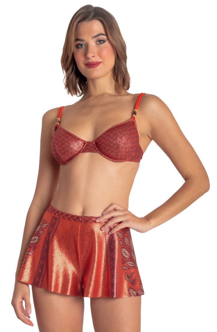 Lamé Shorts Print Beautiful Tree
