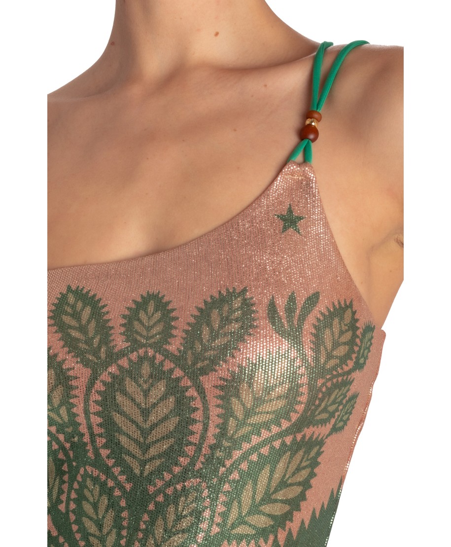 One-shoulder Lamé Dress Beautiful Tree Print