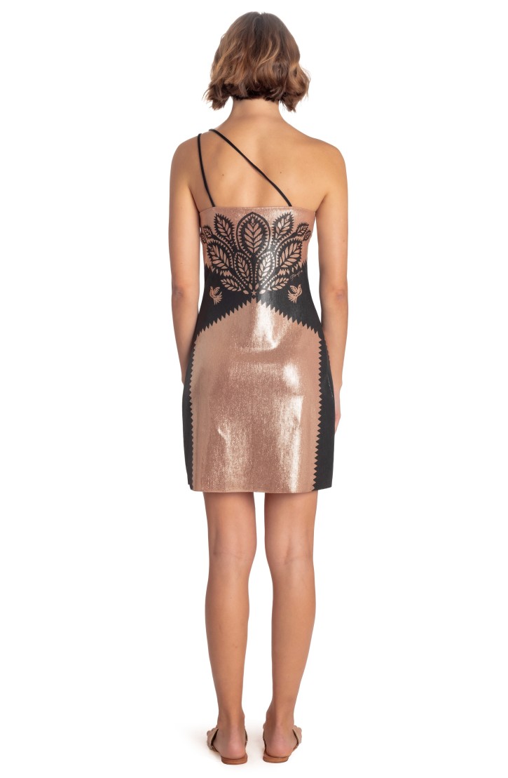 One-shoulder Lamé Dress Beautiful Tree Print