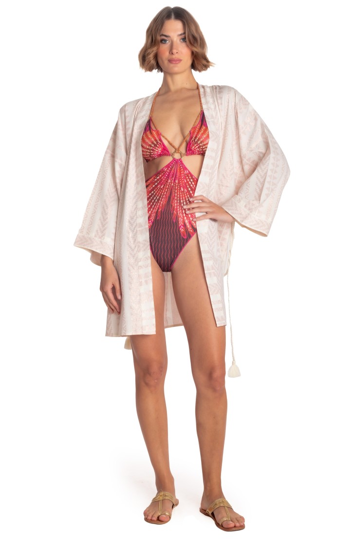 SHORT LUREX KIMONO WITH BELT