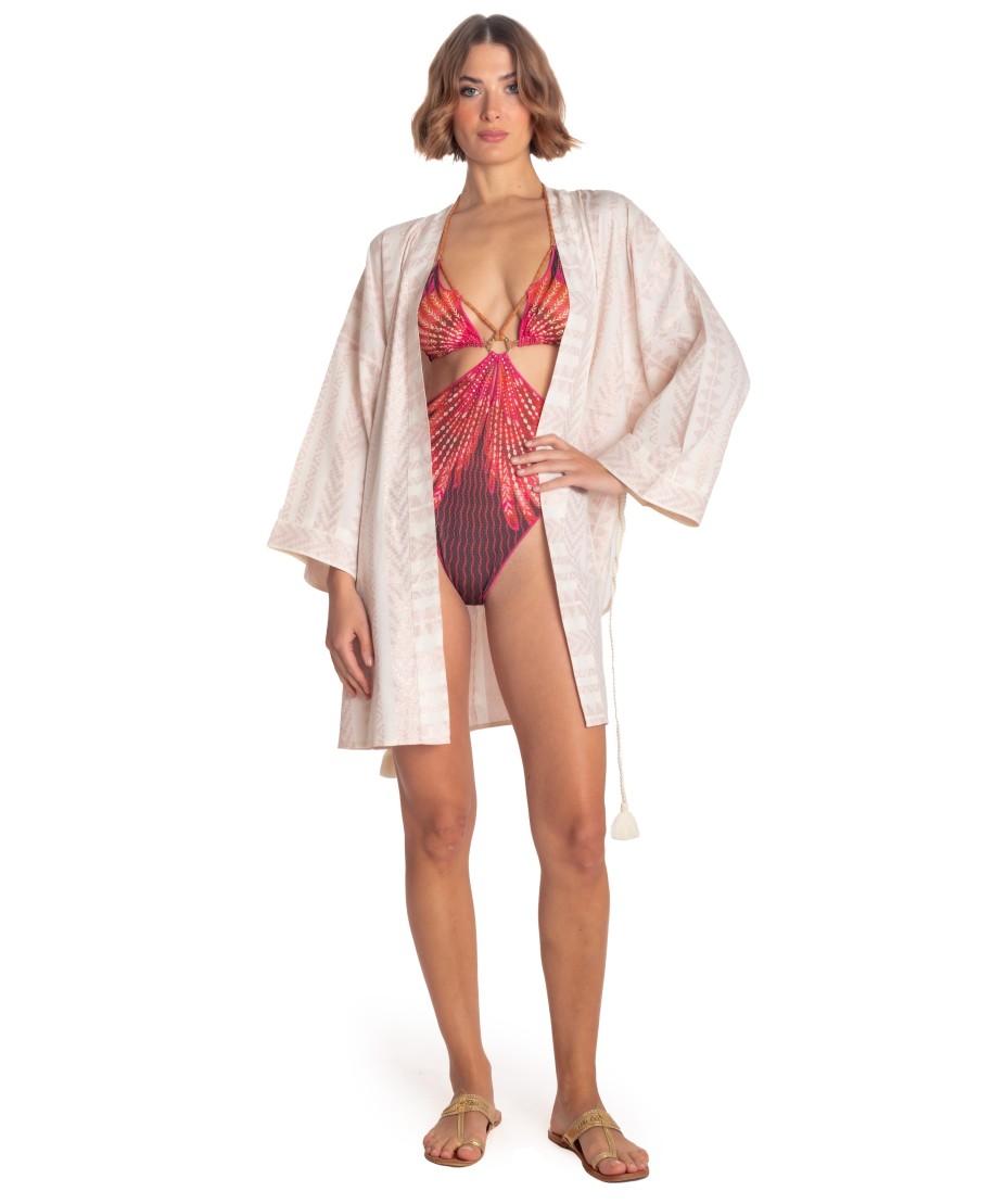 SHORT LUREX KIMONO WITH BELT