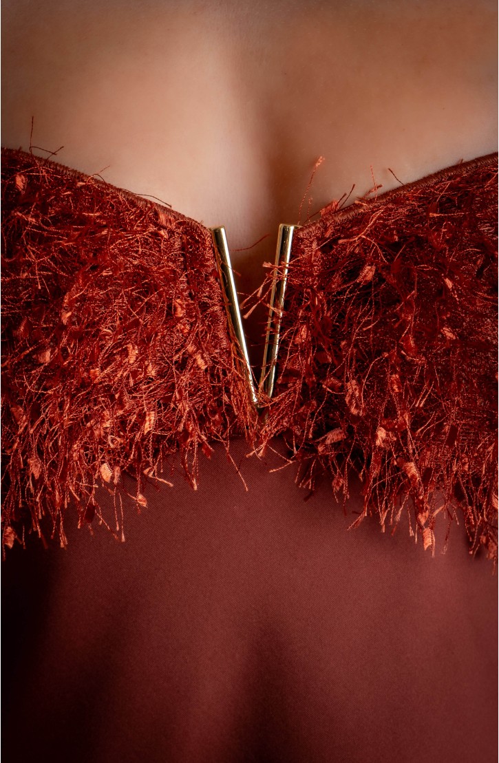 PLUMAGE BANDEAU MINI DRESS