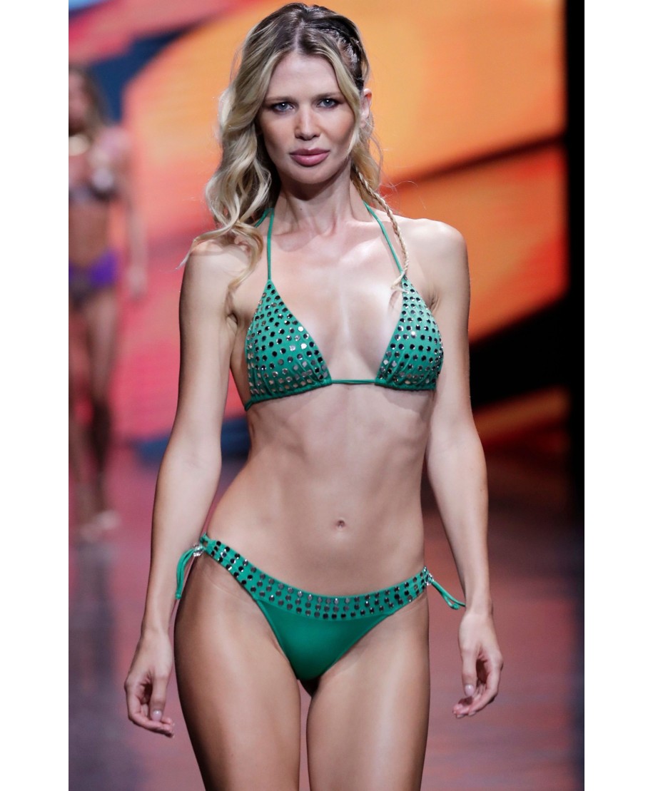 BIKINI TRIANGOLO IMBOTTITO CON CRISTALLI SPECCHIETTI