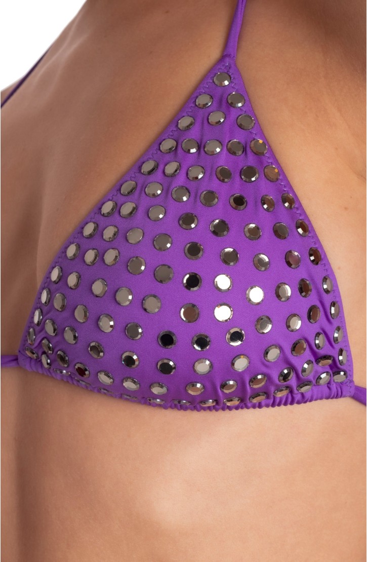 PADDED TRIANGLE BIKINI WITH MIRROR CRYSTALS