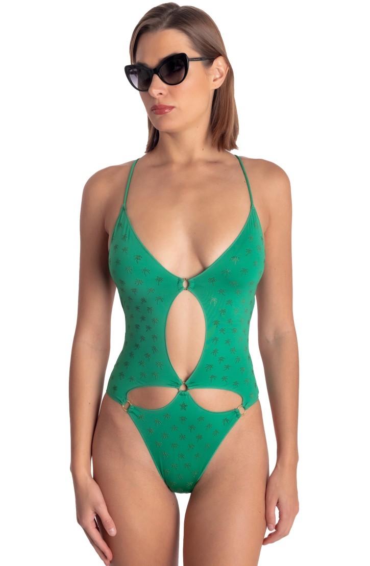 COSTUME DA BAGNO INTERO IMBOTTITO CON MICRO BORCHIE PALME