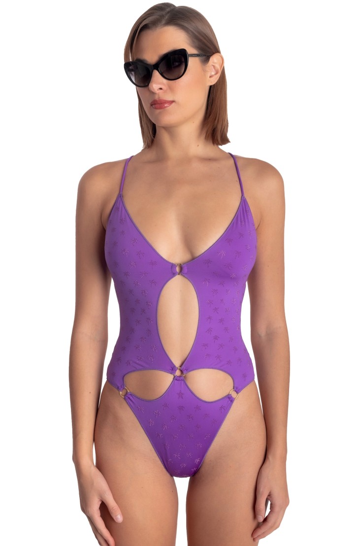 PADDED ONE-PIECE SWIMSUIT WITH MICRO PALM STUDS