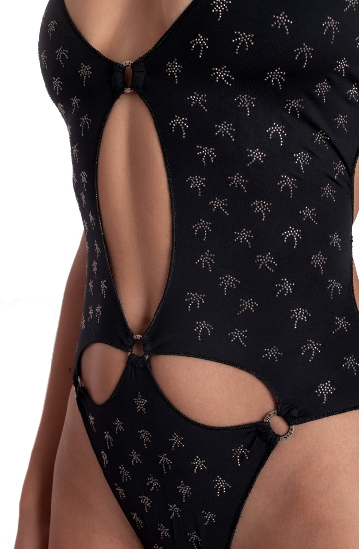PADDED ONE-PIECE SWIMSUIT WITH MICRO PALM STUDS