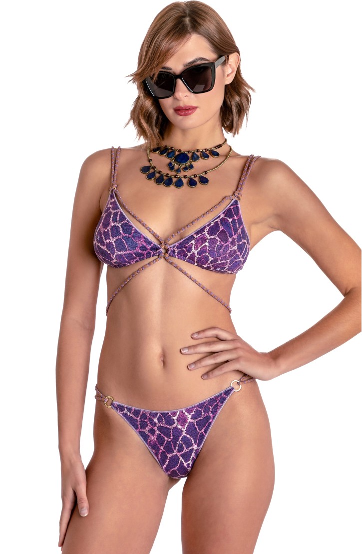 BIKINI BRASSIERE IMBOTTITA DAINETTO CON LACCI INTRECCIATI STAMPA GIRAFFA