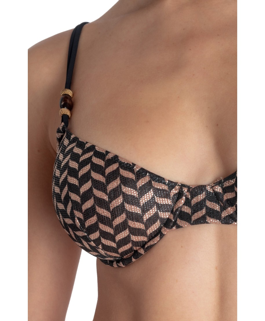 BIKINI BALCONCINO LAMÈ CON FERRETTO STAMPA SPIGHETTA