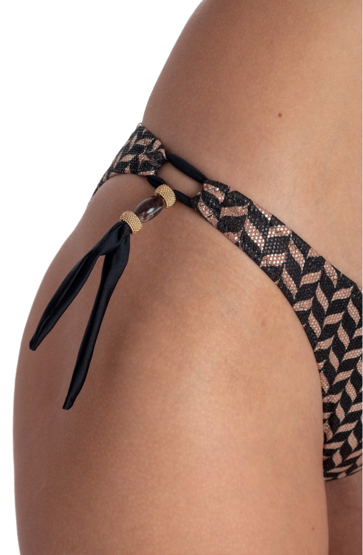 LAMINATED UNDERWIRED BALCONETTE BIKINI WITH HERRINGBONE PRINT