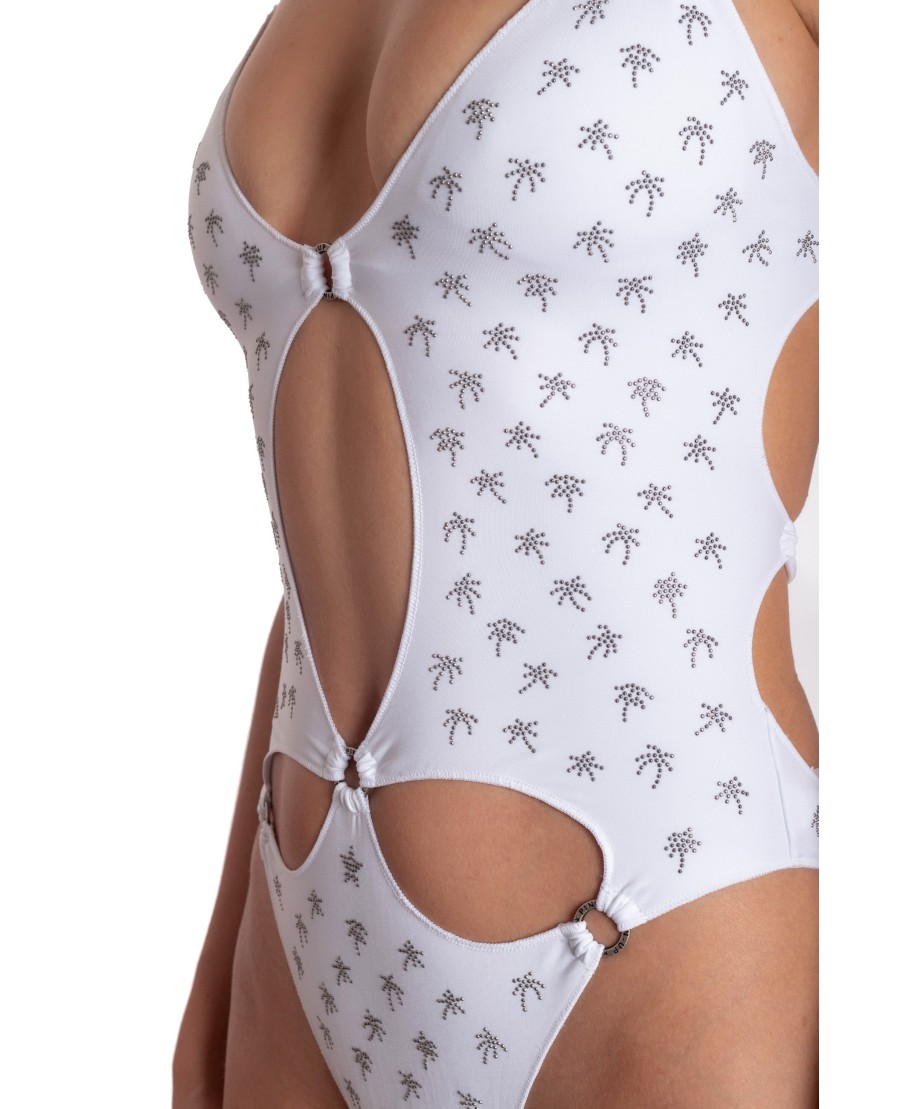 COSTUME DA BAGNO INTERO IMBOTTITO CON MICRO BORCHIE PALME
