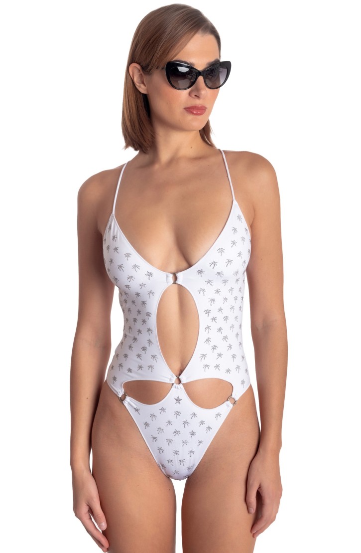 COSTUME DA BAGNO INTERO IMBOTTITO CON MICRO BORCHIE PALME