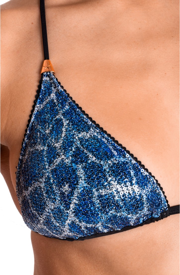 SEQUIN PADDED TRIANGLE BIKINI GIRAFFE PRINT