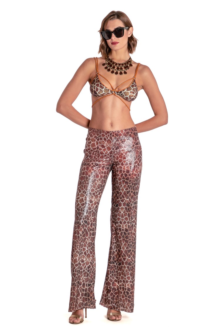 GIRAFFE SEQUIN-PRINTED PANTS