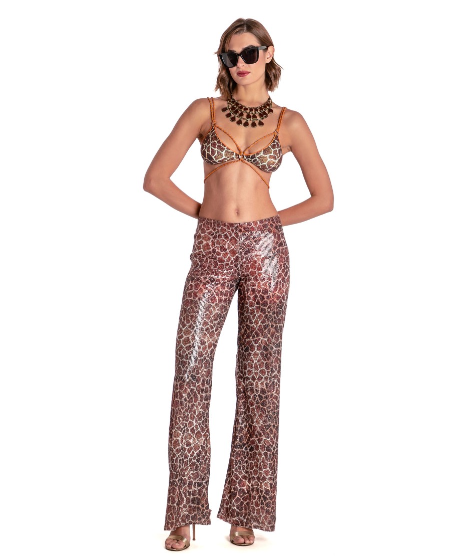 PANTALONE STAMPA PAILLETTES GIRAFFA