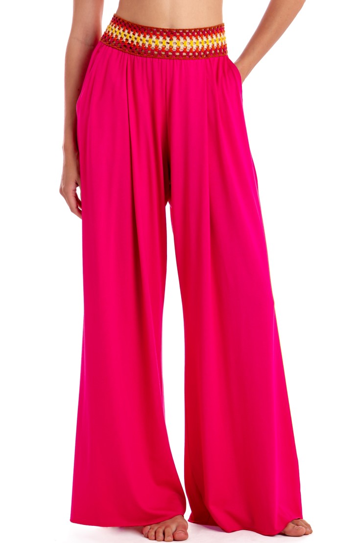 TRIMMED CROCHET PALAZZO PANTS