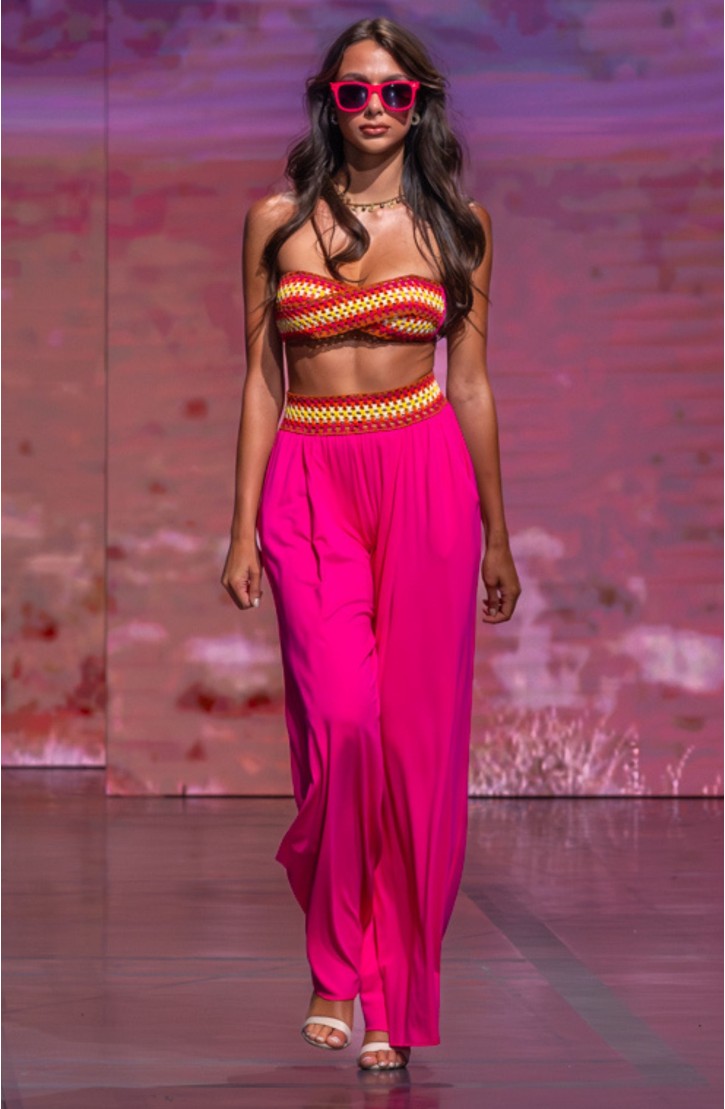 TRIMMED CROCHET PALAZZO PANTS