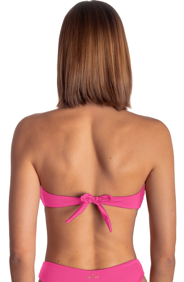 SOLID COLOR PADDED BANDEAU TOP WITH BRAIDING AND PEARLS