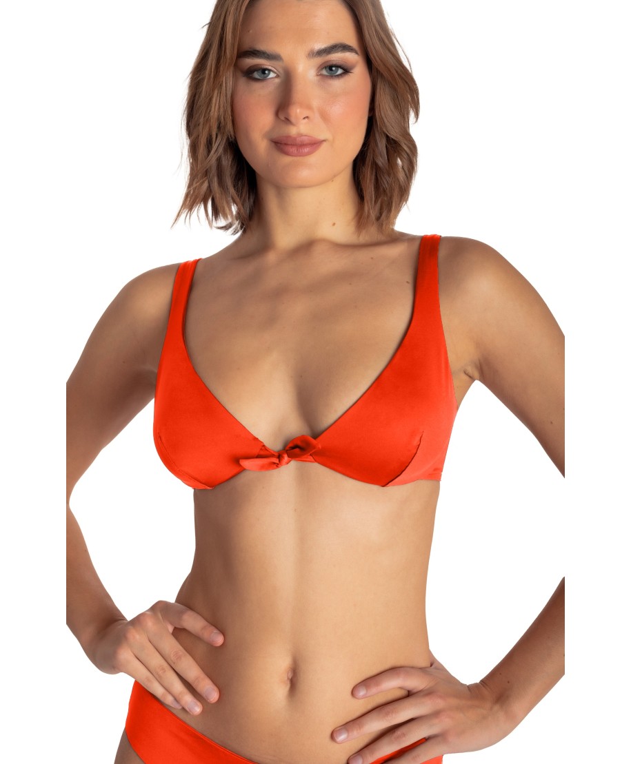 TOP BIKINI BALCONCINO CON FERRETTO TINTA UNITA