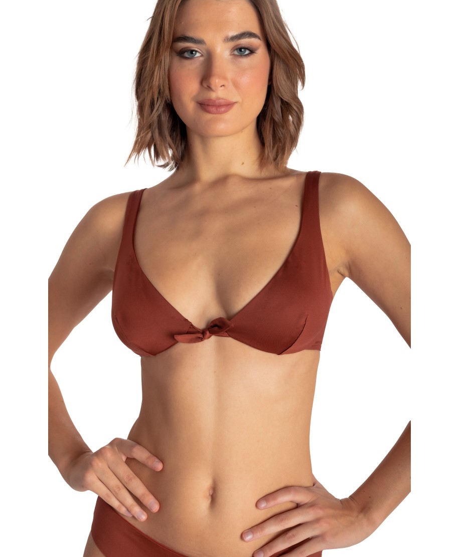 TOP BIKINI BALCONCINO CON FERRETTO TINTA UNITA