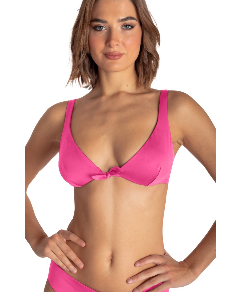TOP BIKINI BALCONCINO CON FERRETTO TINTA UNITA