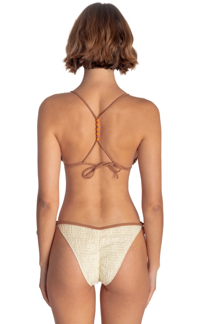 Palm Embroidery Padded Triangle Bikini