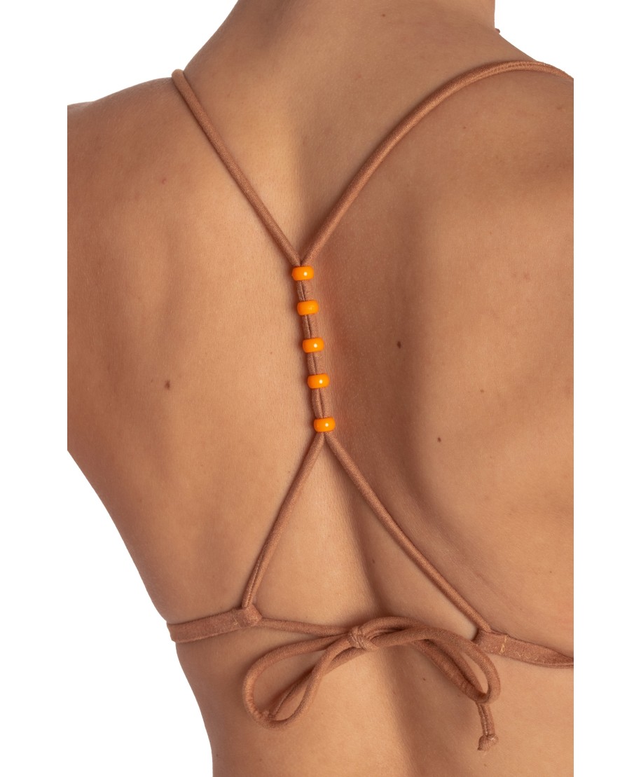 Palm Embroidery Padded Triangle Bikini