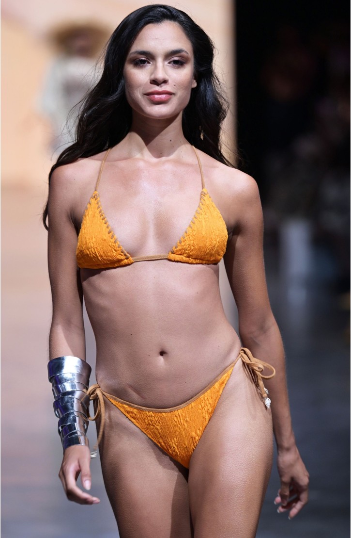 Palm Embroidery Padded Triangle Bikini