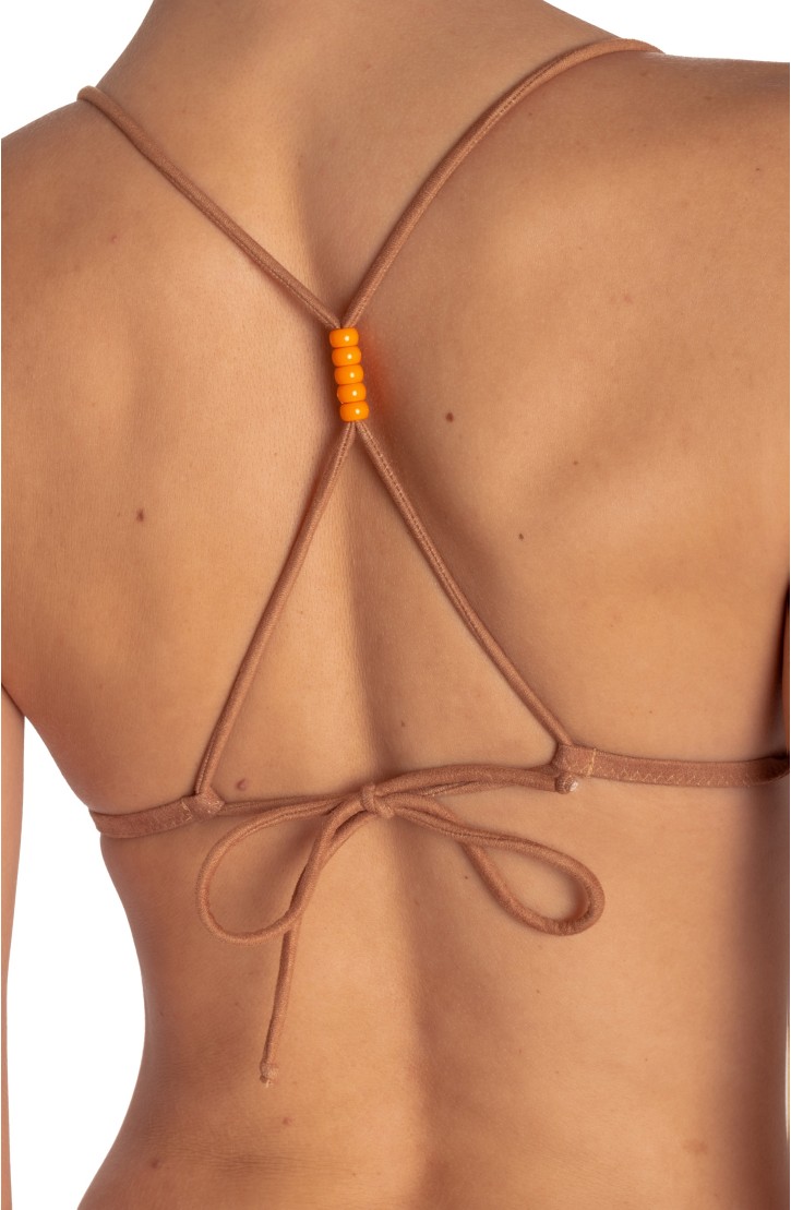 Palm Embroidery Padded Triangle Bikini