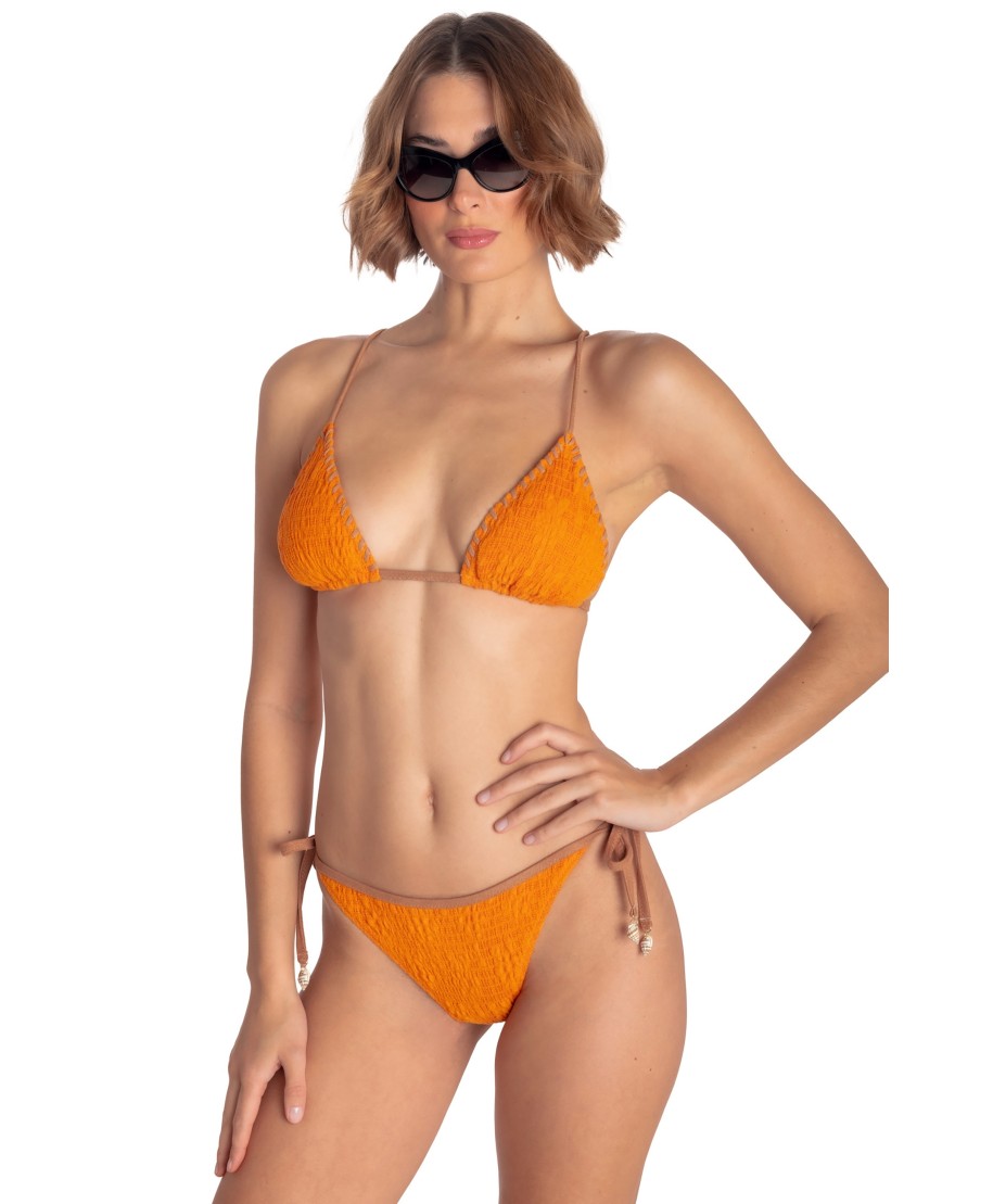 Palm Embroidery Padded Triangle Bikini