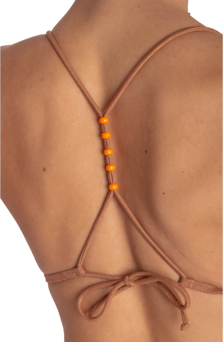 Palm Embroidery Padded Triangle Bikini