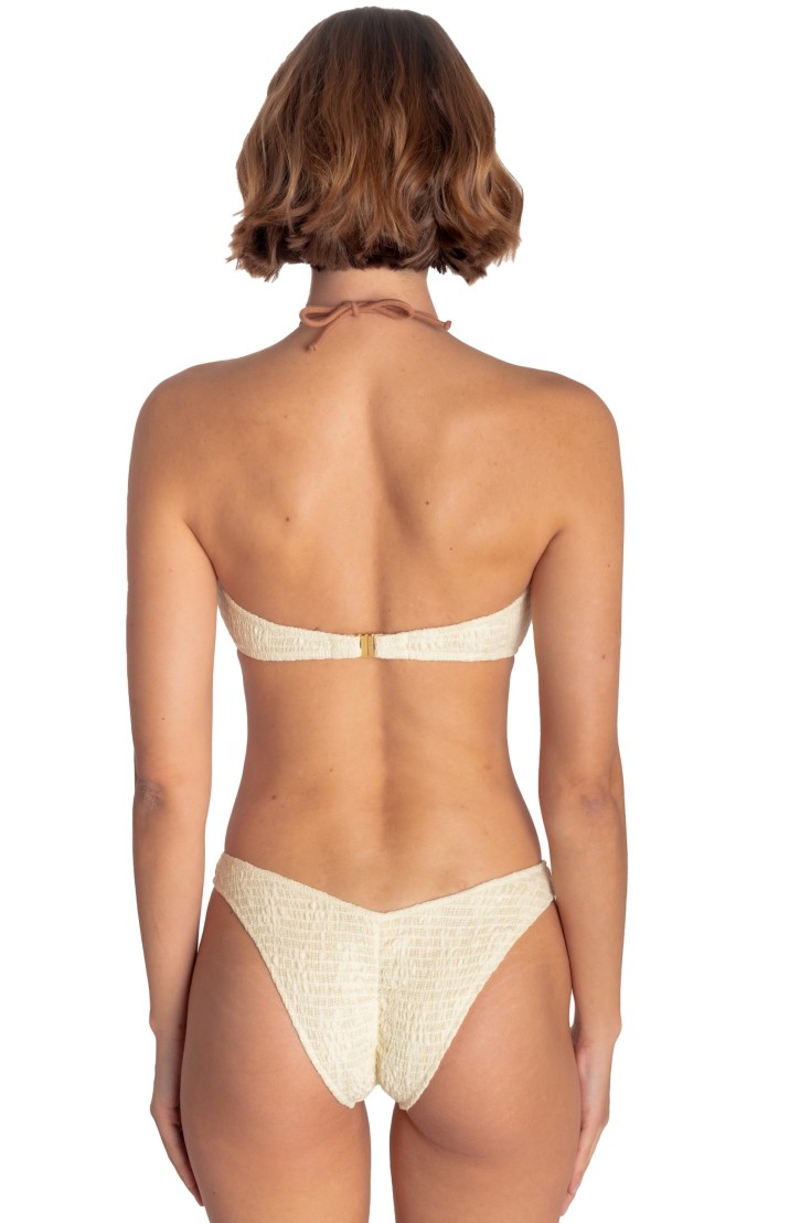 PALM EMBROIDERY PADDED BANDEAU BIKINI