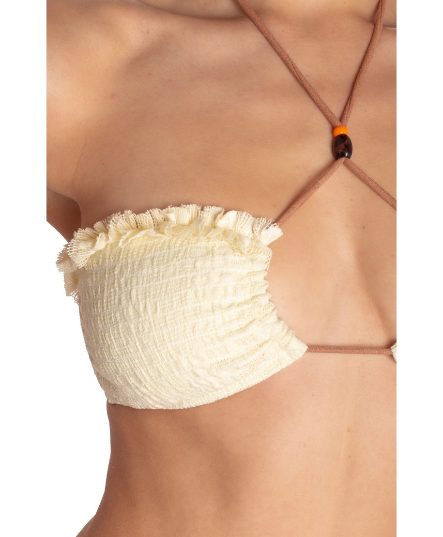 BIKINI FASCIA IMBOTTITA RICAMO PALME