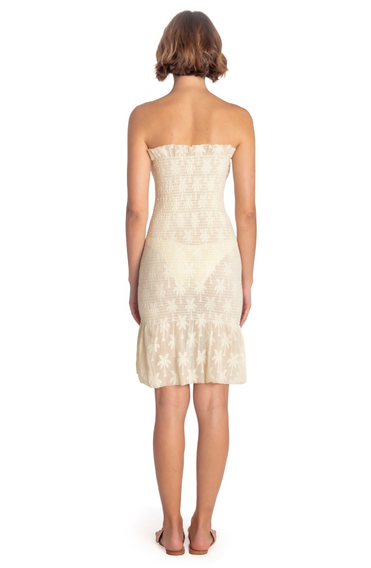 MINI DRESS SASH PALM EMBROIDERY