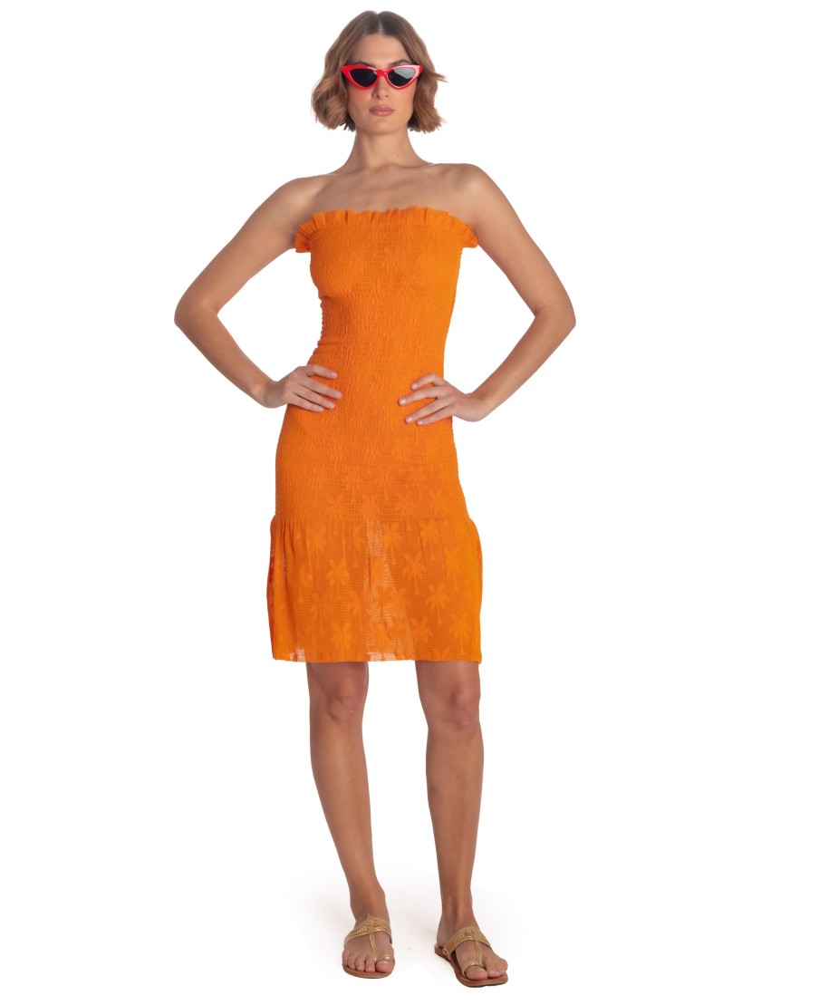 MINI DRESS SASH PALM EMBROIDERY