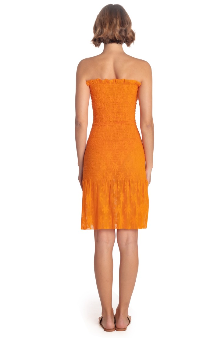 MINI DRESS SASH PALM EMBROIDERY