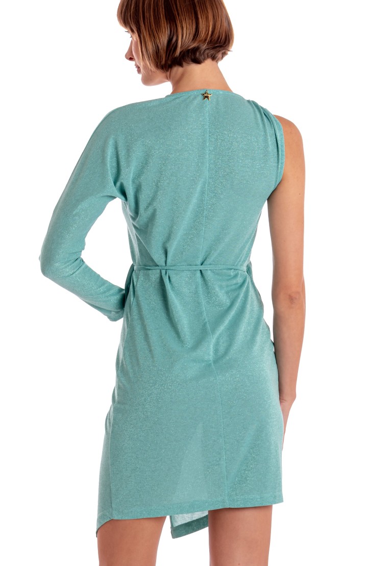 Asymmetrical Lurex Mini Dress