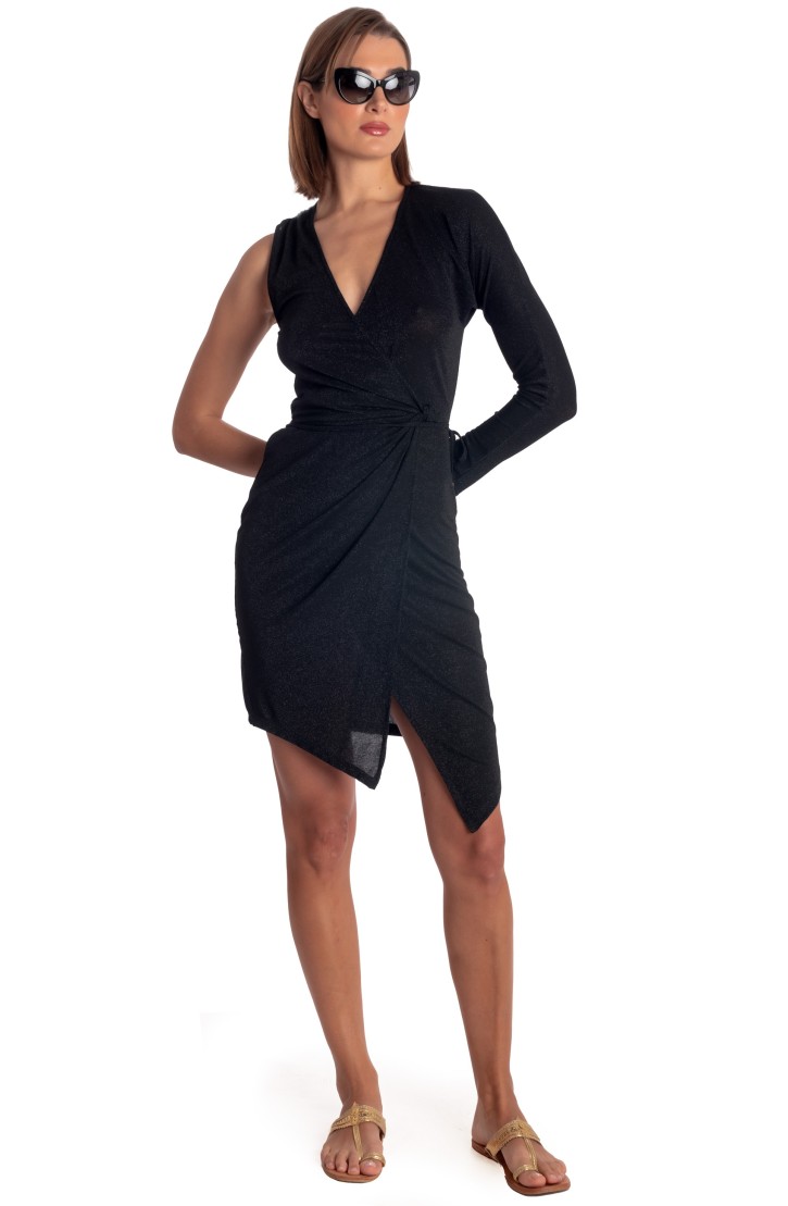 Asymmetrical Lurex Mini Dress