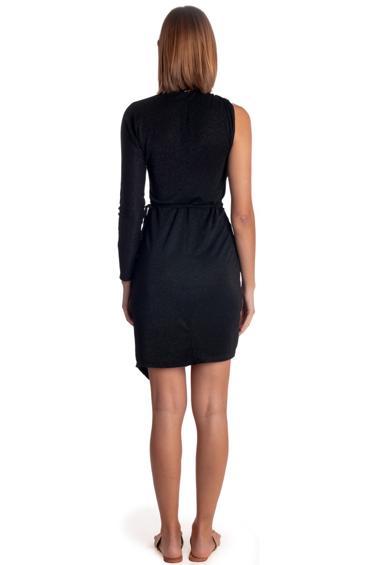 Asymmetrical Lurex Mini Dress