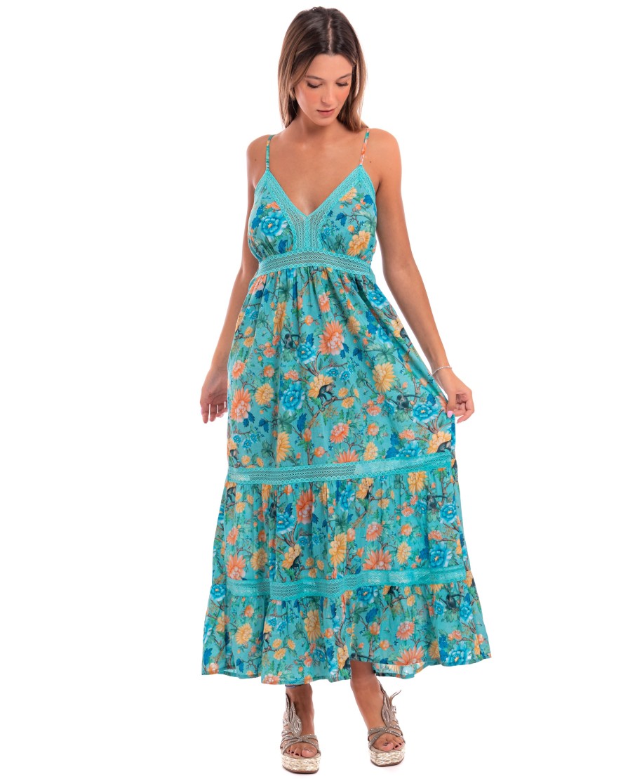 Abito Cotone Inserti Pizzo Monkey