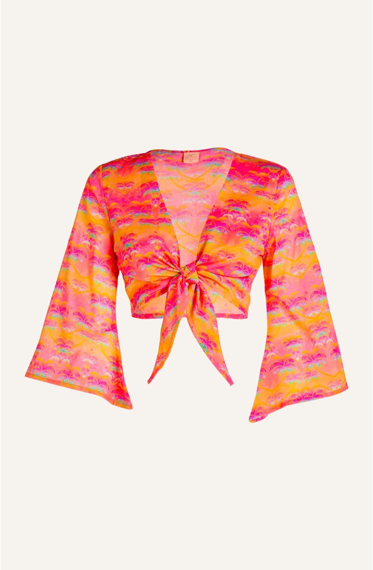 Crop Top Cotone Stampa Palmié