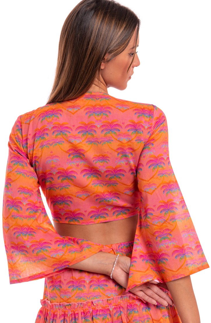 Crop Top Cotone Stampa Palmié