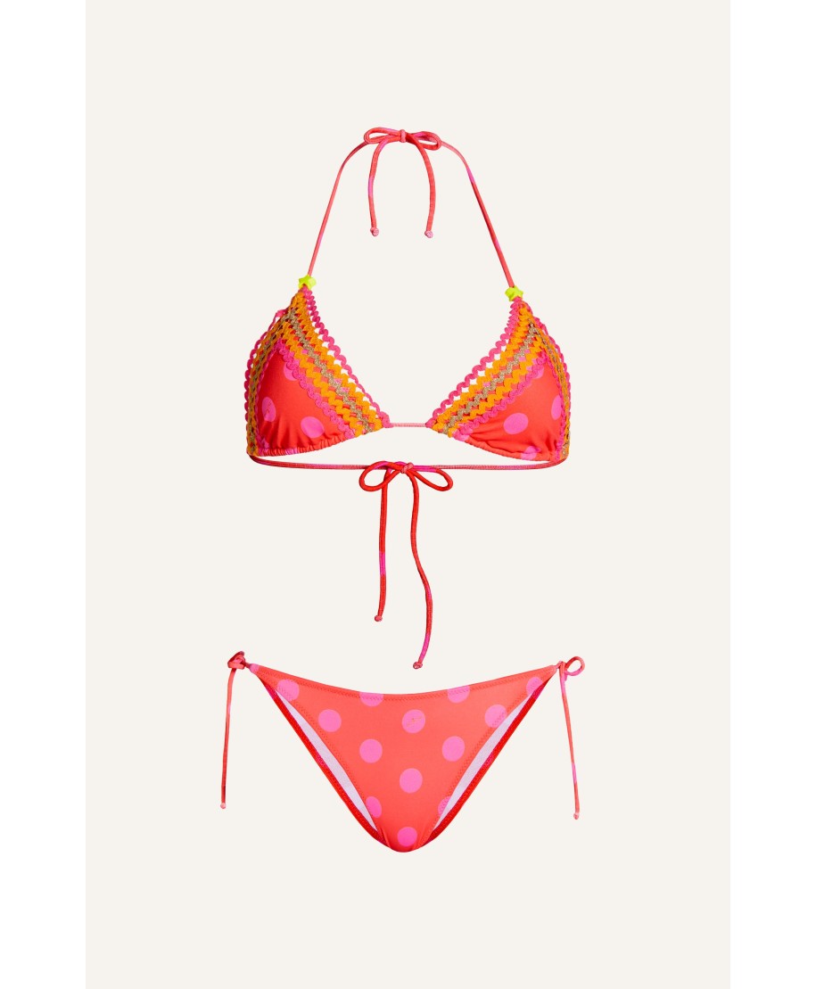 Bikini Triangolo Ricamo Passamaneria Pois