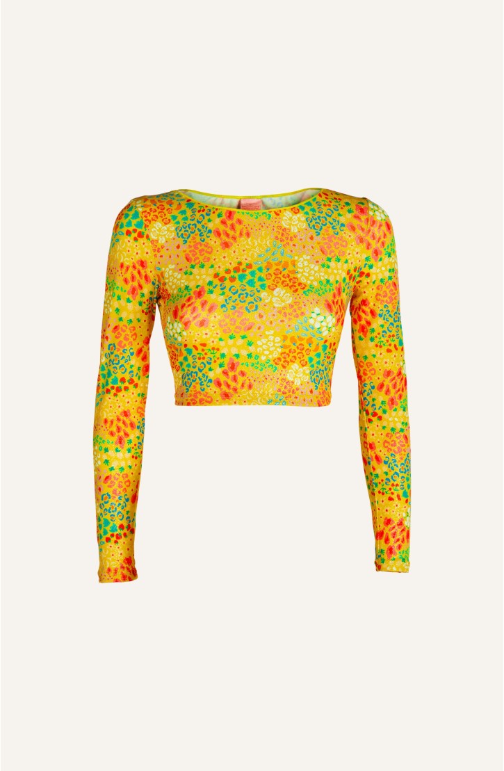 CROP TOP WITH LUGA SLEEVES ALL FRUITS