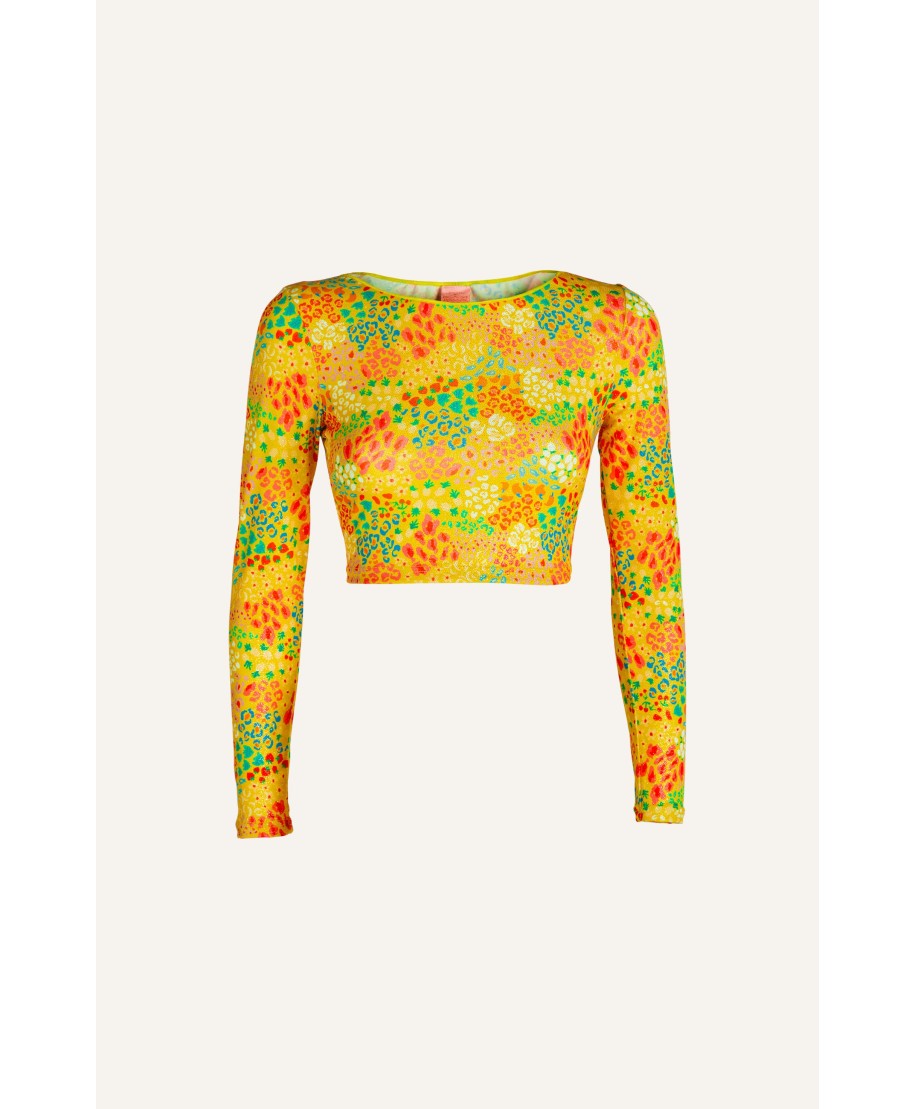 CROP TOP WITH LUGA SLEEVES ALL FRUITS