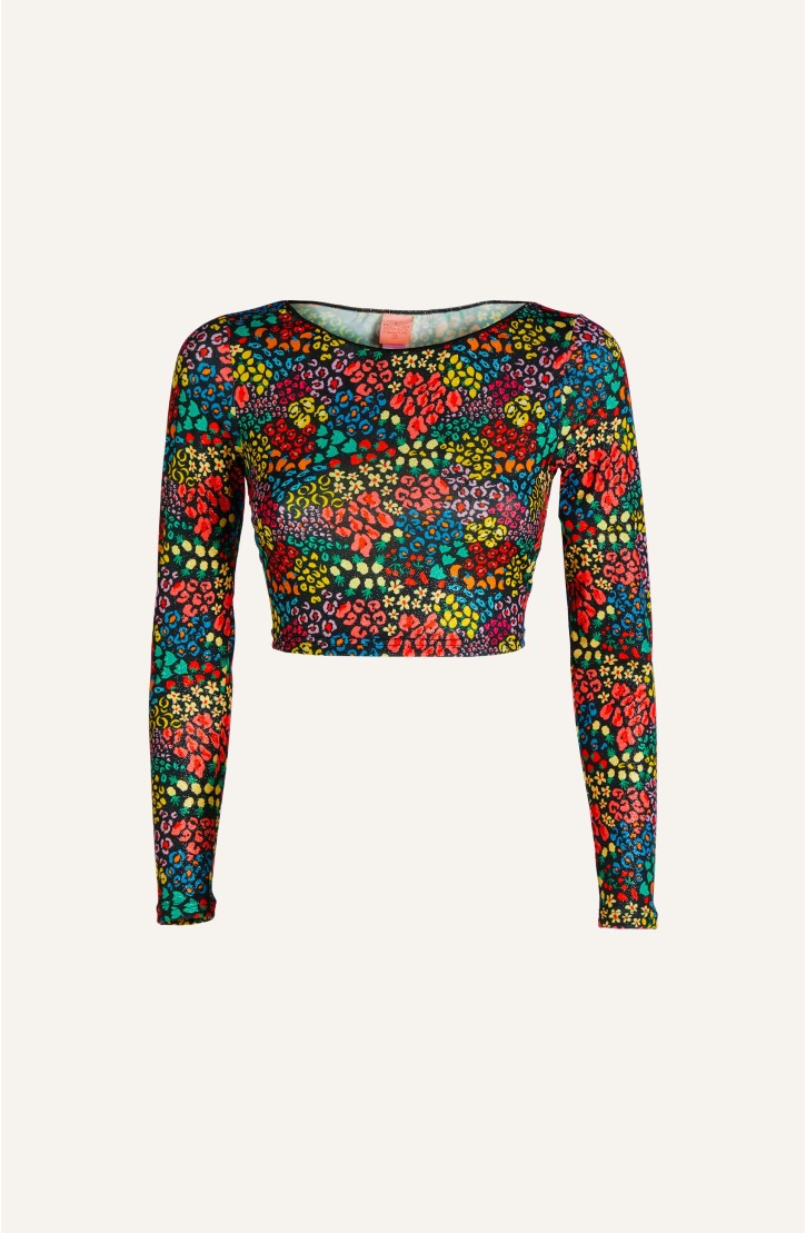 CROP TOP WITH LUGA SLEEVES ALL FRUITS