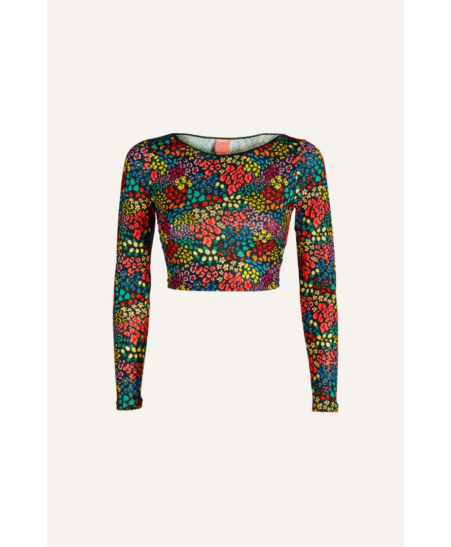 Top Maniche Lunghe Lurex Tutti Frutti