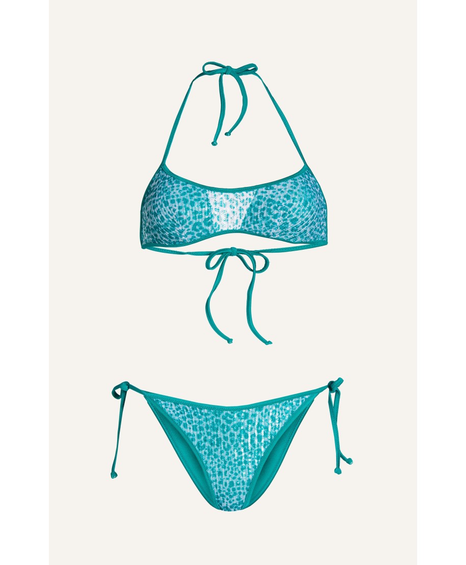 MICRO SEQUIN ANIMAL PRINT BRA SLIP F