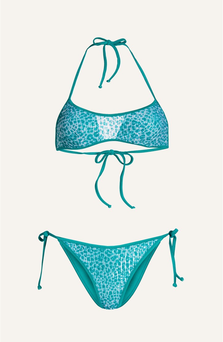MICRO SEQUIN ANIMAL PRINT BRA SLIP F