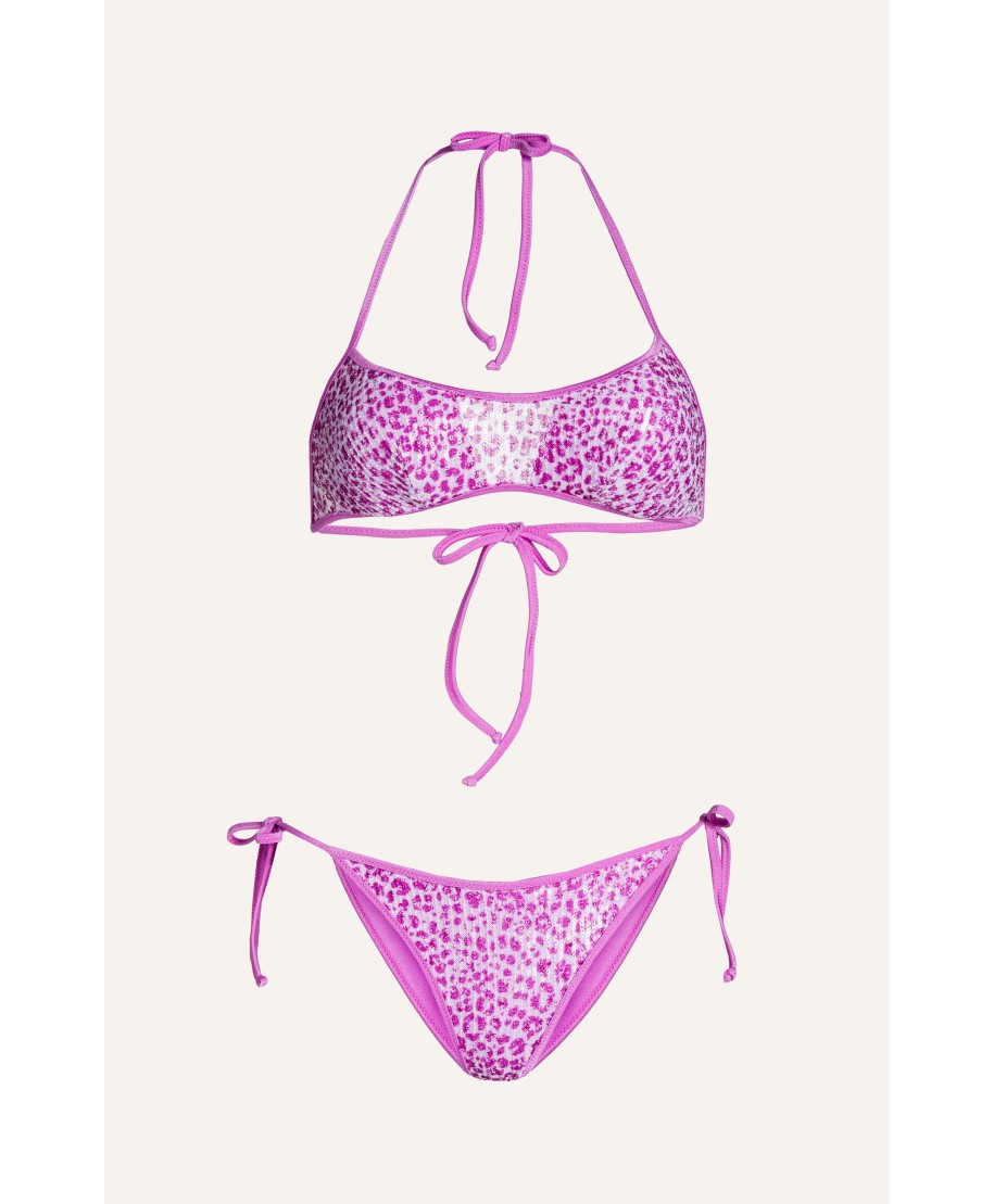MICRO SEQUIN ANIMAL PRINT BRA SLIP F